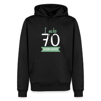 70 Geburtstag Spruch - Männer Premium Bio Hoodie - Schwarz - Vorne - Nico (187cm)