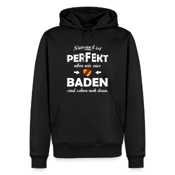Parfait de Baden - Sweat à capuche Premium bio Homme - noir - Devant - Nico (187cm)