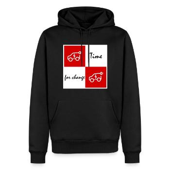 Le temps de l’électrique - Sweat à capuche Premium bio Homme - noir - Devant - Nico (187cm)