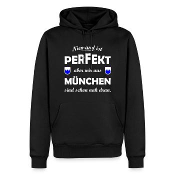 Der Münchner - Männer Premium Bio Hoodie - Schwarz - Vorne - Nico (187cm)