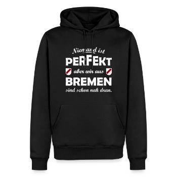 Perfekt aus Bremen - Männer Premium Bio Hoodie - Schwarz - Vorne - Nico (187cm)