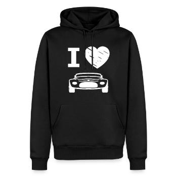 J’adore les voitures rapides - Sweat à capuche Premium bio Homme - noir - Devant - Nico (187cm)
