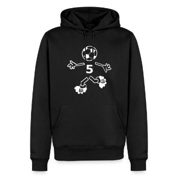 Le joueur numéro 5 - Sweat à capuche Premium bio Homme - noir - Devant - Nico (187cm)