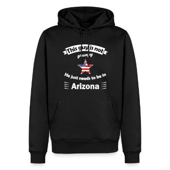 Les États de l’Arizona - Sweat à capuche Premium bio Homme - noir - Devant - Nico (187cm)