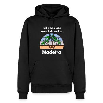 Le garçon de Madère - Sweat à capuche Premium bio Homme - noir - Devant - Nico (187cm)
