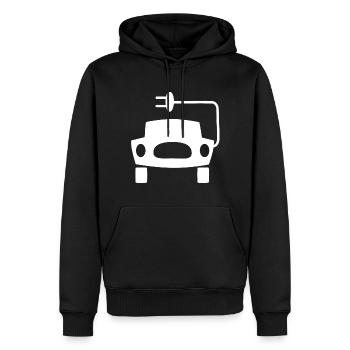 Les voitures électriques - Sweat à capuche Premium bio Homme - noir - Devant - Nico (187cm)
