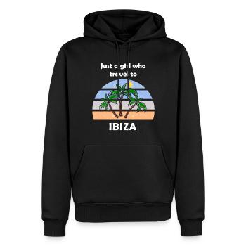 Voyage à Ibiza - Sweat à capuche Premium bio Homme - noir - Devant - Nico (187cm)