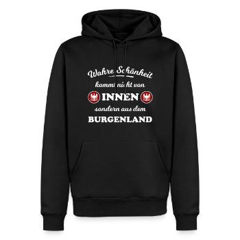 Daheim im Burgenland - Männer Premium Bio Hoodie - Schwarz - Vorne - Nico (187cm)