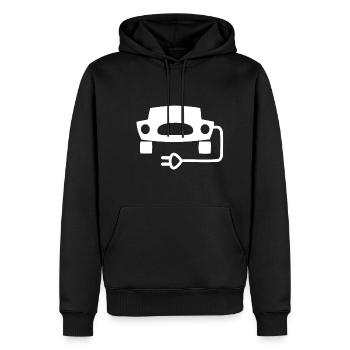 Les voitures électriques - Sweat à capuche Premium bio Homme - noir - Devant - Nico (187cm)