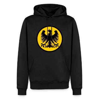 Deutschland zuerst - Männer Premium Bio Hoodie - Schwarz - Vorne - Nico (187cm)
