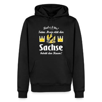 Der Sachsenkönig - Männer Premium Bio Hoodie - Schwarz - Vorne - Nico (187cm)