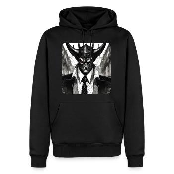 Diable élégant avec costume et cravate - Sweat à capuche Premium bio Homme - noir - Devant - Nico (187cm)