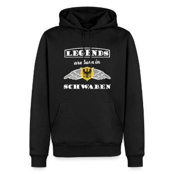 La puissance de la Souabe - Sweat à capuche Premium bio Homme - noir - Devant - Nico (187cm)