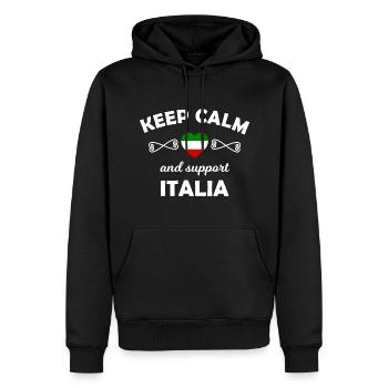 Supporters d’Italie - Sweat à capuche Premium bio Homme - noir - Devant - Nico (187cm)