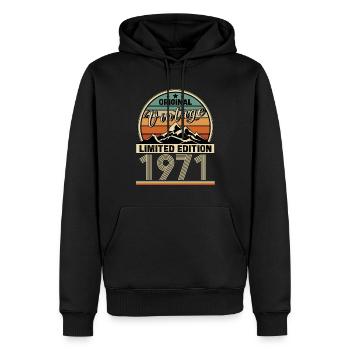 1971 - Männer Premium Bio Hoodie - Schwarz - Vorne - Nico (187cm)