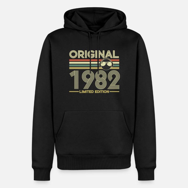1982 - Männer Premium Bio Hoodie - Schwarz