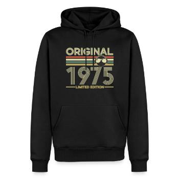 1975 - Men’s Premium Organic Hoodie - black - Front - Nico (187cm)