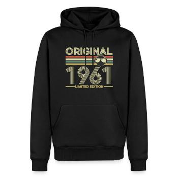1961 - Männer Premium Bio Hoodie - Schwarz - Vorne - Nico (187cm)