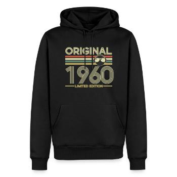 1960 - Men’s Premium Organic Hoodie - black - Front - Nico (187cm)