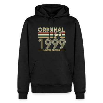 1999 - Sweat à capuche Premium bio Homme - noir - Devant - Nico (187cm)