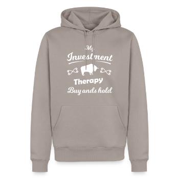 Der Dividenden Investor - Männer Premium Bio Hoodie - Taupe - Vorne - Nico (187cm)