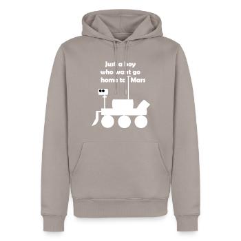 Excursion into space - Men’s Premium Organic Hoodie - taupe - Front - Nico (187cm)