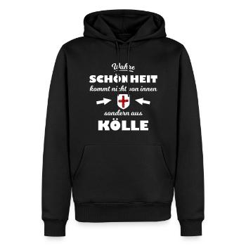 Chez soi à Kölle - Sweat à capuche Premium bio Homme - noir - Devant - Nico (187cm)