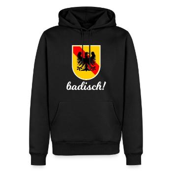 Baden est un sentiment - Sweat à capuche Premium bio Homme - noir - Devant - Nico (187cm)