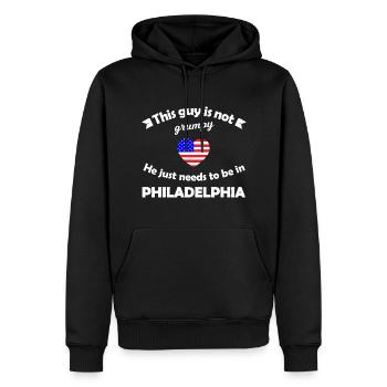 Philadelphie en Amérique - Sweat à capuche Premium bio Homme - noir - Devant - Nico (187cm)