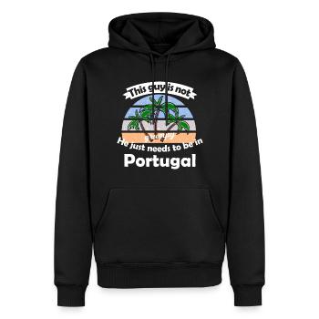 Les vacances au Portugal - Sweat à capuche Premium bio Homme - noir - Devant - Nico (187cm)