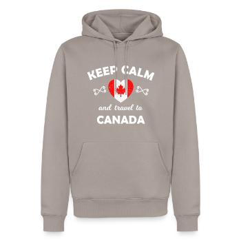 Le voyage au Canada - Sweat à capuche Premium bio Homme - taupe - Devant - Nico (187cm)