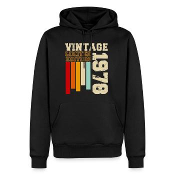 1978 - Men’s Premium Organic Hoodie - black - Front - Nico (187cm)