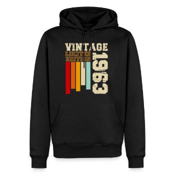 1963 - Men’s Premium Organic Hoodie - black - Front - Nico (187cm)
