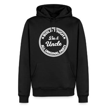 L’oncle cool - Sweat à capuche Premium bio Homme - noir - Devant - Nico (187cm)