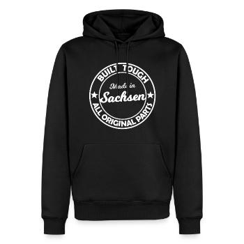 Die Sachsen Legenden - Männer Premium Bio Hoodie - Schwarz - Vorne - Nico (187cm)
