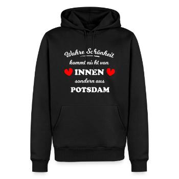 Belle Potsdam - Sweat à capuche Premium bio Homme - noir - Devant - Nico (187cm)