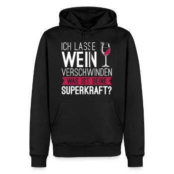 Ich lasse Wein verschwinden... - Männer Premium Bio Hoodie - Schwarz - Vorne - Nico (187cm)