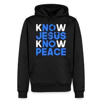 Know Jesus know peace Christian gift - Men’s Premium Organic Hoodie - black - Front - Nico (187cm)