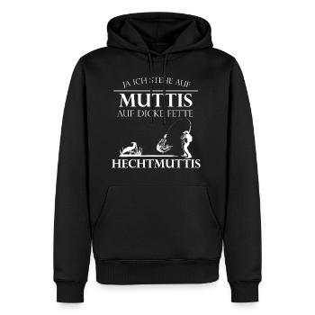 Hecht Angler - Männer Premium Bio Hoodie - Schwarz - Vorne - Nico (187cm)