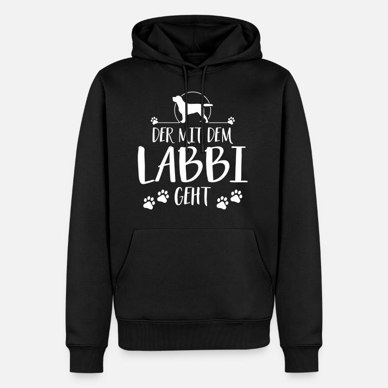 DER MIT DEM LABBI GEHT Labrador Spruch Wilsigns - Männer Premium Bio Hoodie - Schwarz