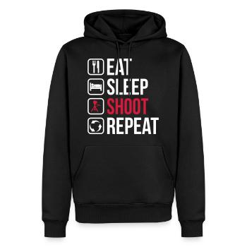 Eat Sleep Shoot Repeat - Männer Premium Bio Hoodie - Schwarz - Vorne - Nico (187cm)