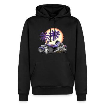 TRIKE KINGS / Sunset trike with palm trees - Men’s Premium Organic Hoodie - black - Front - Nico (187cm)
