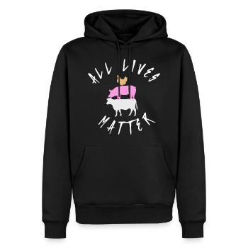 Cadeau végétalien de chemise végétarienne - Sweat à capuche Premium bio Homme - noir - Devant - Nico (187cm)