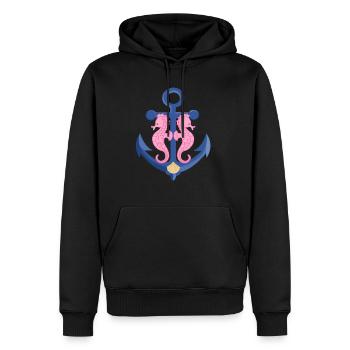 Hippocampe Anker - Sweat à capuche Premium bio Homme - noir - Devant - Nico (187cm)
