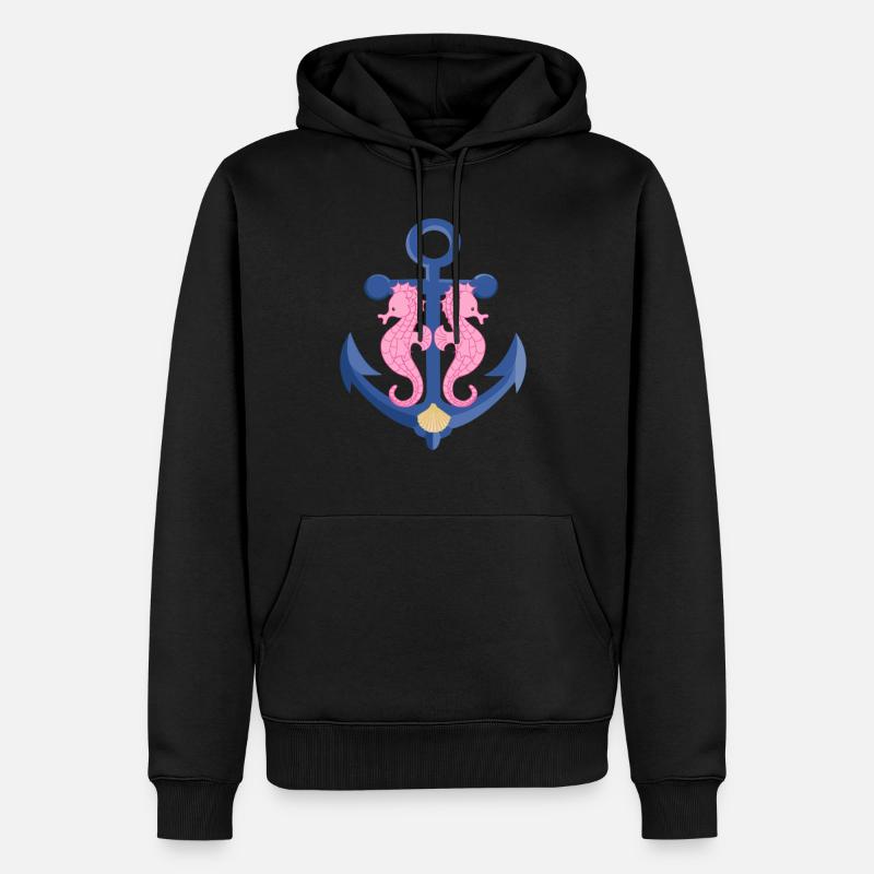 Hippocampe Anker - Sweat à capuche Premium bio Homme - noir
