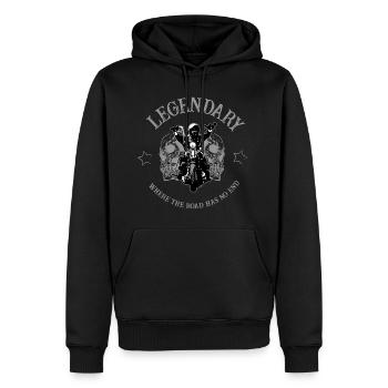 Légende - Biker - Motorcycle - Skull - Rocker - Sweat à capuche Premium bio Homme - noir - Devant - Nico (187cm)