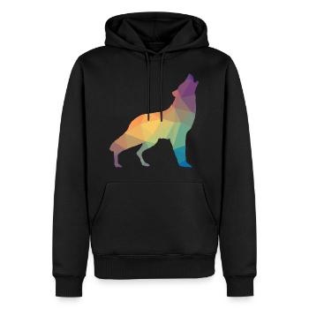 Wolf Mosaik, Silhouette, Profil - Männer Premium Bio Hoodie - Schwarz - Vorne - Nico (187cm)