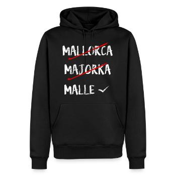 Mallorca - Männer Premium Bio Hoodie - Schwarz - Vorne - Nico (187cm)