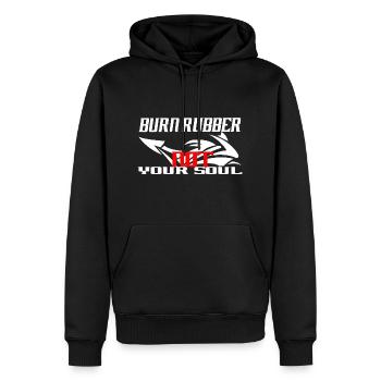 Motorrad Burn Rubber | Bstyled - Männer Premium Bio Hoodie - Schwarz - Vorne - Nico (187cm)