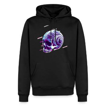 Schädel Horn 80er Retro Violett - Männer Premium Bio Hoodie - Schwarz - Vorne - Nico (187cm)